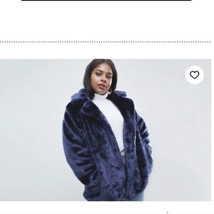 NWT ASOS Blue Faux Fur Coat